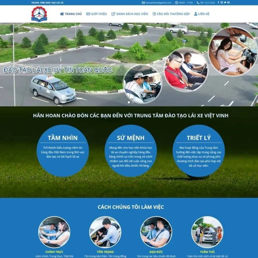 theme trung tâm dạy lái xe