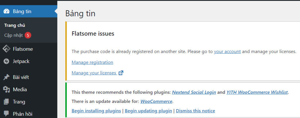 thông báo bản quyền theme flatsome