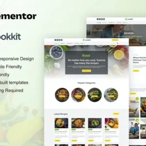 Cookkit – Food Recipe & Nutrition Service Elementor Pro Template Kit