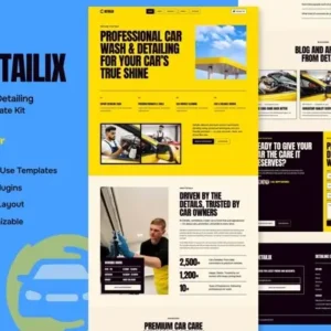 Detailix – Car Wash and Detailing Service Elementor Template Kit