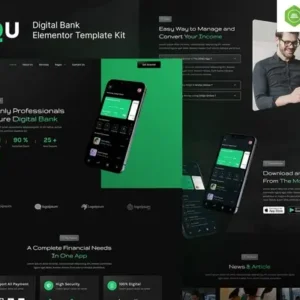 DOQU – Dark Digital Bank & E-Wallet Elementor Template Kit