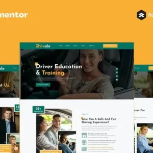 Drivale – Driving School Elementor Pro Full Site Template Kit
