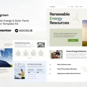 Energreen – Renewable Energy & Solar Panel Elementor Template Kit