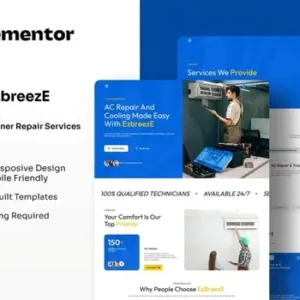 EzbreezE – Air Conditioner Repair Services Elementor Template Kit