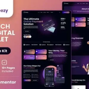 Finteezy – Fintech Startup & Digital Wallet Elementor Template Kit